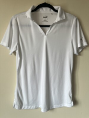 Puma Ladies Icon Golf Polo Shirt White tennis size large L 36”chest tshirt  UK