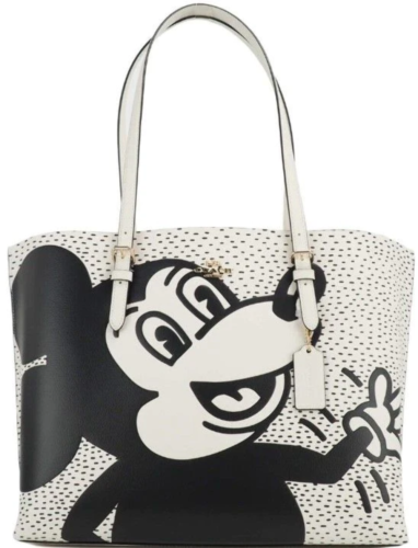 Grand sac fourre-tout en cuir COACH (C6978) Mickey Mouse X Keith Haring Mollie - Photo 1 sur 4