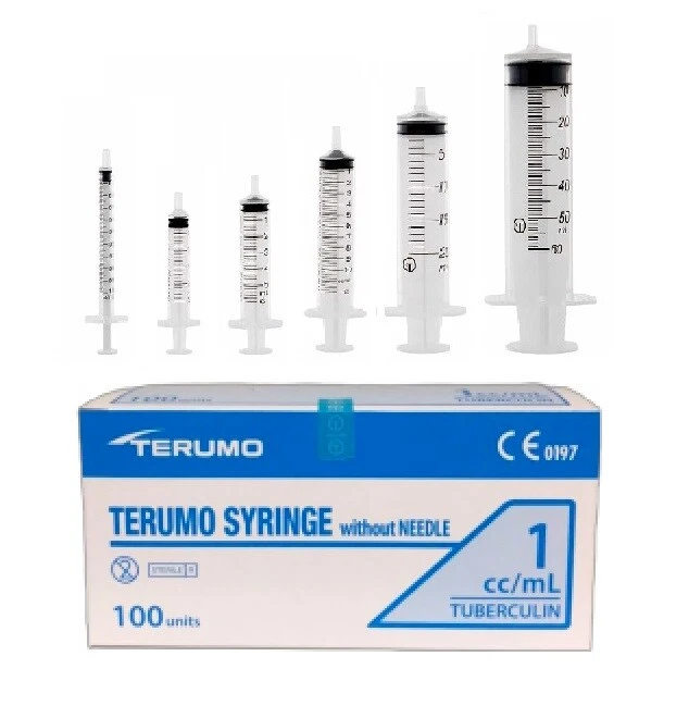 Terumo Sterile Syringes - Hypodermic Luer Slip- 1ml, 3ml, 5ml,10ml, 20ml, 50ml