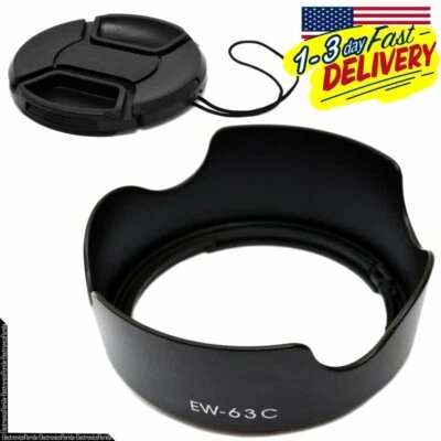 ELEFLORIDA (EW-63C + Lens Cap) Lens Hood for Canon EF-S 18-55mm f/3.5-5.6 IS STM Lens Kit