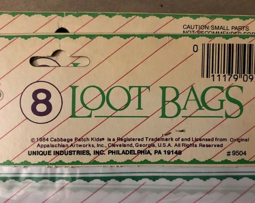 Vintage CABBAGE PATCH KIDS 1984 Loot BAGS 16 pcs Fiesta de cumpleaños Favor NUEVO Retro - Imagen 2 de 7