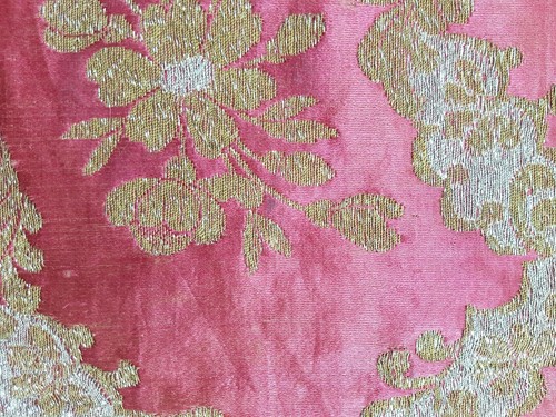 Vintage French Silk Brocade Floral Panel 84x39cm - Picture 9 of 13