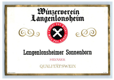 1970's-80's Winserverein Langenlonsheim Silvaner German Wine Label Original S35E