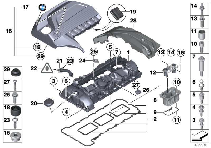 N 11127810584 - Cylinder head cover, membrane OE number by BMW