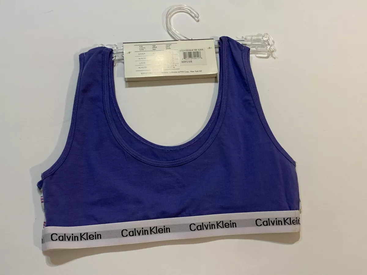 Calvin Klein Big Girls' Modern Cotton Bralette 2 Pk Periwinkle Blue XL  16-18