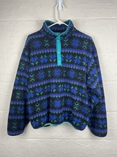 L.L.Bean T Snap 1/4 Zip Nordic Pattern Fleece Made In Usa Womens Size Large