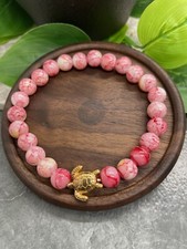 Handmade Beaded Stackable 6.75  Plus Stretch Bracelet New Turtle A2908