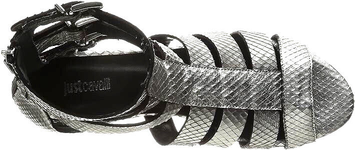 Just Cavalli Python Silver Flat Gladiator Sandal … - image 6