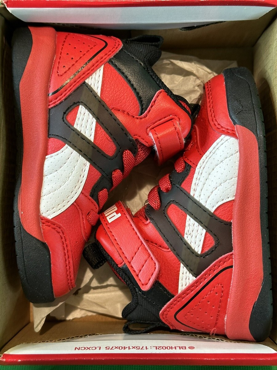 PUMA Size 5C Unisex Backcourt Mid Slip on Sneaker Red White Black (13 cm)