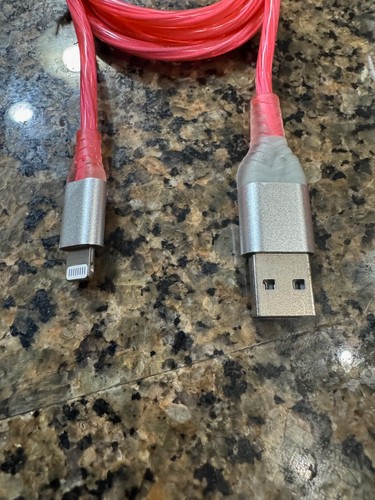 GLOW IN THE DARK light-up LED USB-A to 8 Pin Data iPhone Charging Cables - Picture 4 of 8