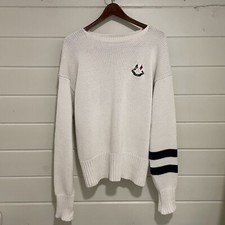 Vintage Polo by Ralph Lauren White Cotton Sweater Men's Small Made in Hong Kong