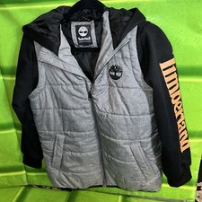 Timberland Boy's Hodded Jacket Puffer  Grey/Black, L-14/16 