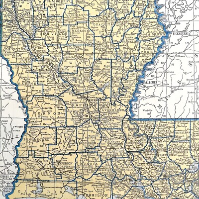 #ad Map Louisiana 1938 Southern United States Print Atlas Baton Rouge Orleans DWU7 $20.99