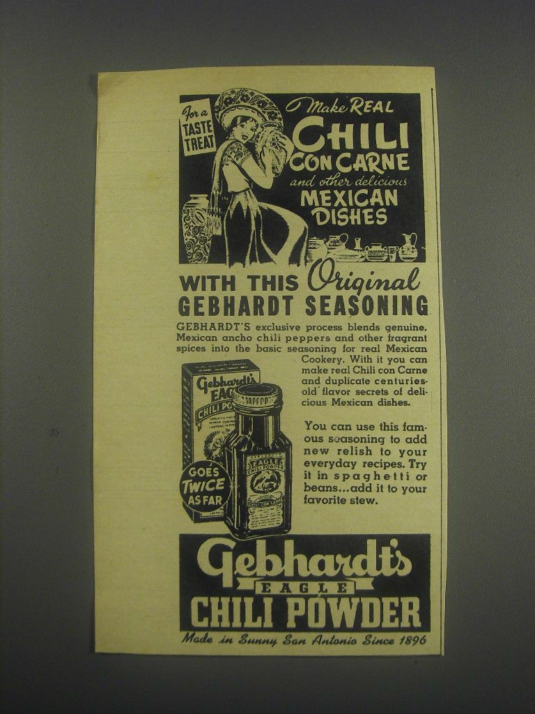 1946 Gebhardt's Eagle Chili Powder Ad eBay