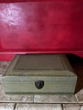 Thorens Jewelry Music Box Switzerland Because God Made Me Thine VTG Green As Is