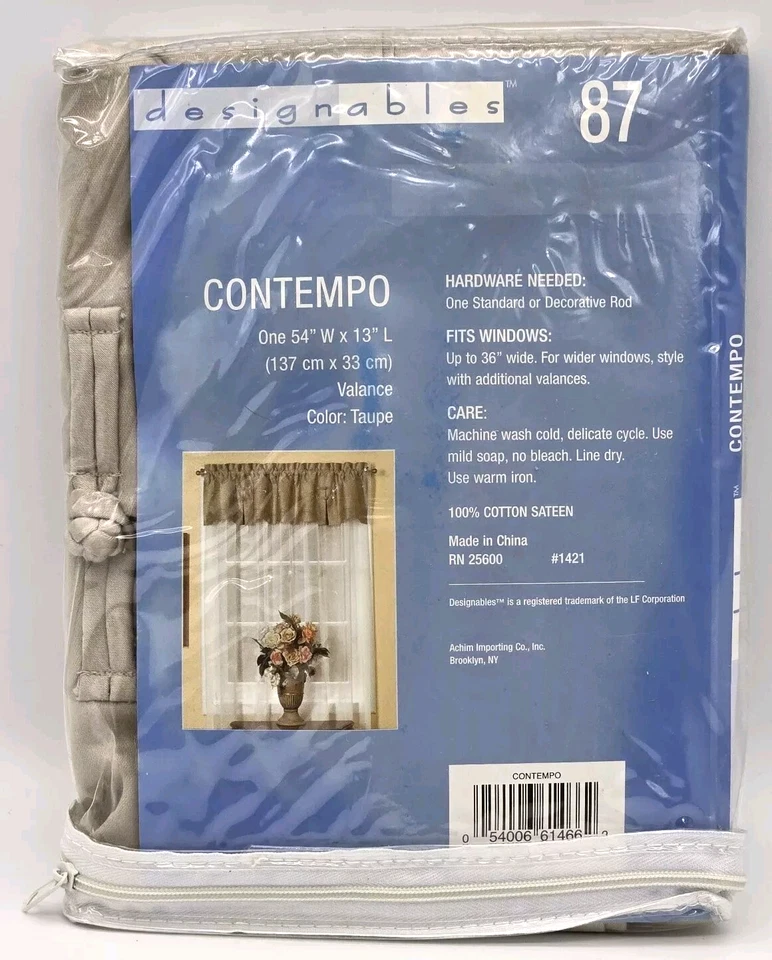 Valance Window Treatments Designable 87 Contempo Taupe 54"W x 13"L #1421 Lot of2 - Image 3 of 4