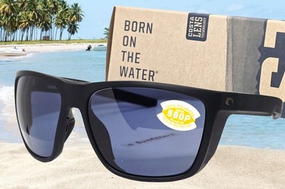 COSTA DEL MAR matte black/gray FERG XL polarized 580P sunglasses NEW IN BOX!
