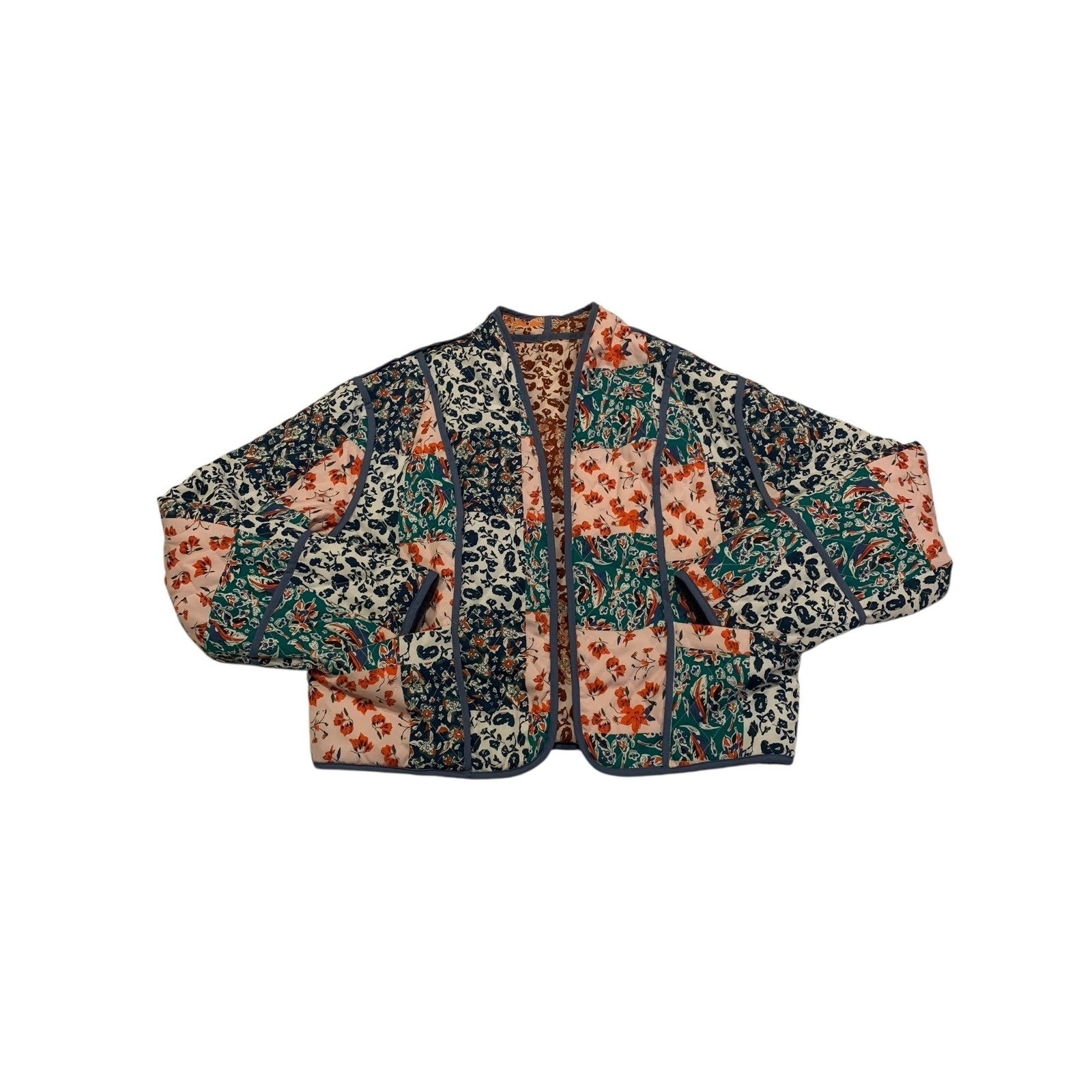 Reversible Kantha Quilted Jacket Patchwork Boho C… - image 1
