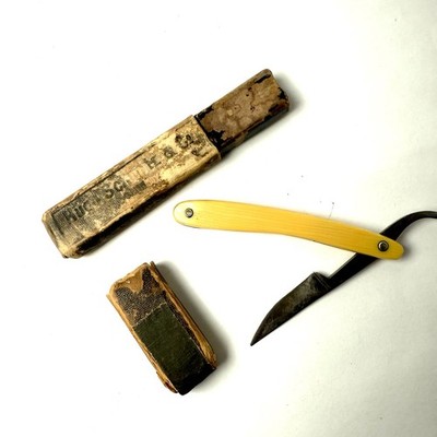 Antique Mini Straight Corn Razor L. Schmitz&Co German Steel With Box