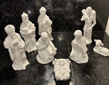 Vintage White Glossy Porcelain Nativity Set