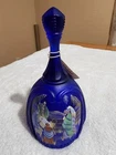 Fenton Cobalt Blue Christmas Bell w/ Hand Painted Nativity Scene Ltd series #635