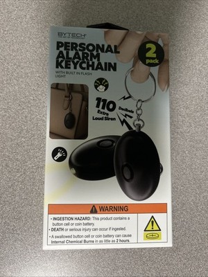 Personal Alarm Keychain w/ LED Flashlight 2 Pack