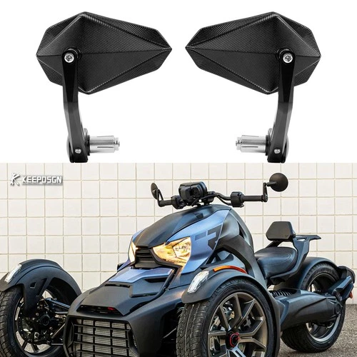 2x For Can-Am Ryker 600 900 7/8" 22mm Bar End Mirror Anti Glare Rearview Diamond