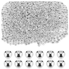 1500PCS 3Mm Smooth round Spacer Beads, Mini Silver Plated Metal Beads Loose Sma