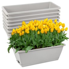 8pcs Window Box Planter, 17 Inches Flower Boxes, 7x17x6.3 inches, Gray