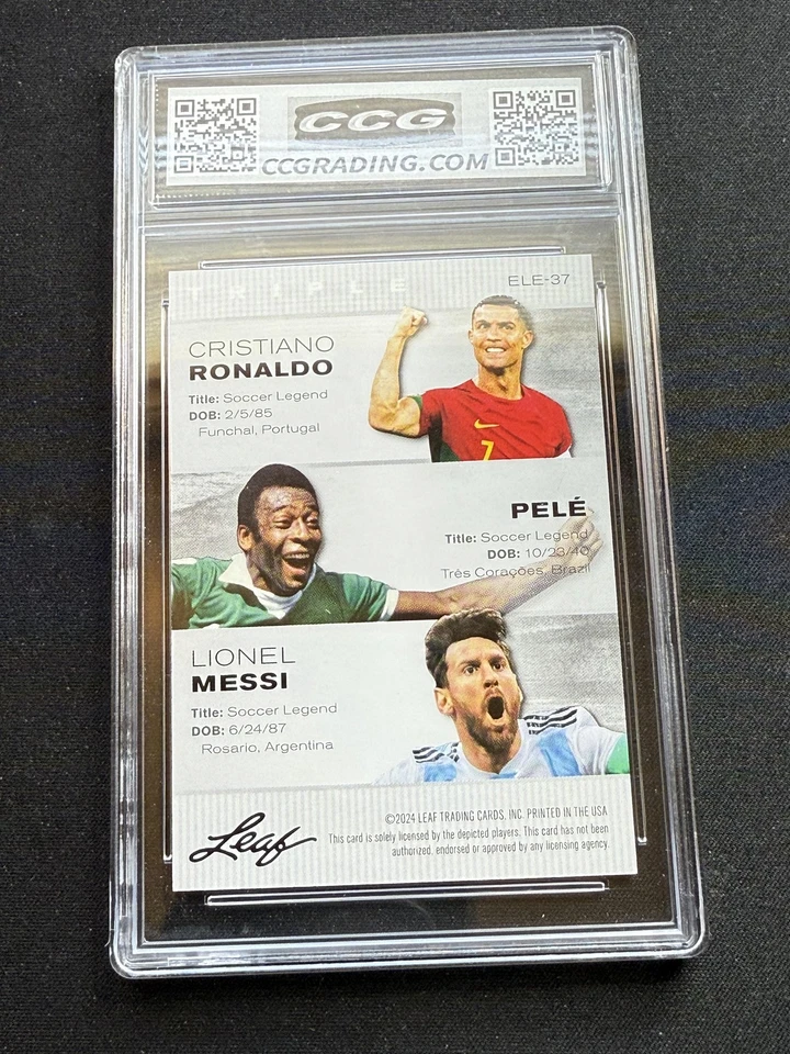 Ronaldo / Pelé / Messi 2024 Leaf Triple Legends CCG 10 RC - Imagem 2 de 2