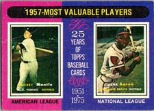 1975 Topps #195 1957 MVPs (Mickey Mantle / Hank Aaron)
