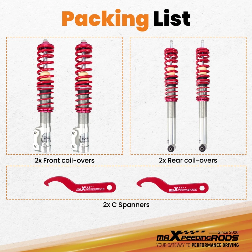 Coilover stradale per VW Golf 2 MK2 MK3 1H1 1.8 VOLKSWAGEN CORRADO 88-95 - Immagine 2 di 4