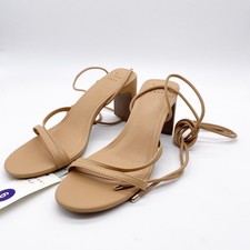 A New Day Women's Tan Strappy Lace Up Heeled Sandals Size 6