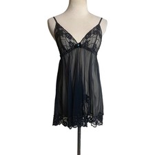 Fredericks of Hollywood Vintage Black Sheer and Lacy Nightie Size Small