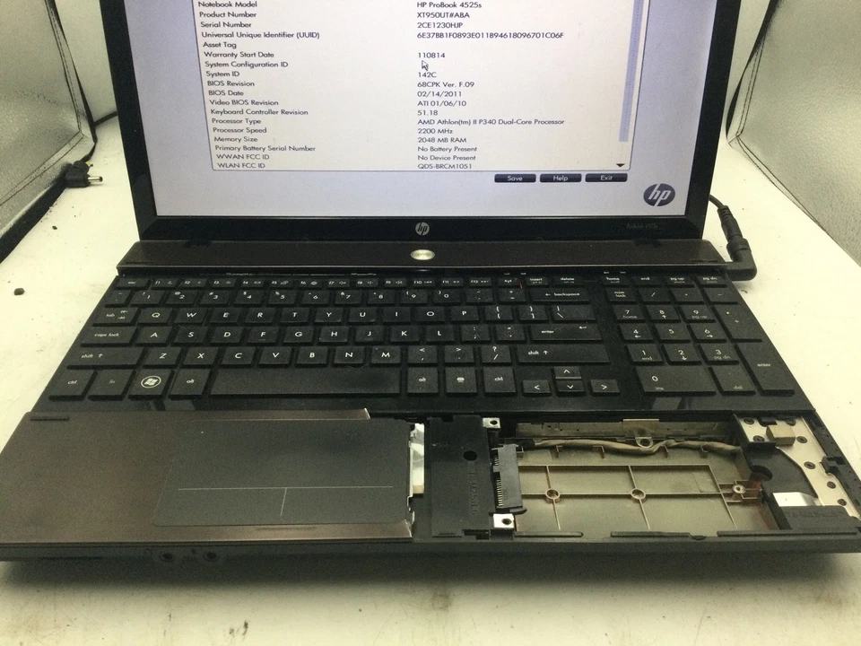 HP PROBOOK 4525S - BOOTS TO BIOS - AMD ATHLON II - 2GB RAM - 15" - READ DESC-BB - Image 3 of 4