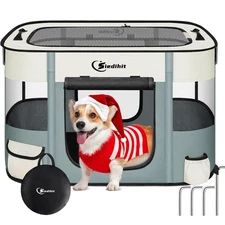 Dog Cat Playpen, Pet Puppy Portable Playpens for Outdoor Travel Crate, Indoor...
