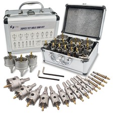 Pro Edge 20pcs Carbide Hole Saw Kit for Hard Metal, TCT 1/2"-2-1/4" Hole Cutt...