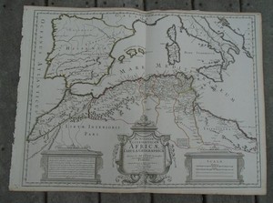 Antique De L'isle Map In Notitiam Ecclesiasticam Africae  ca 1742 North Africa