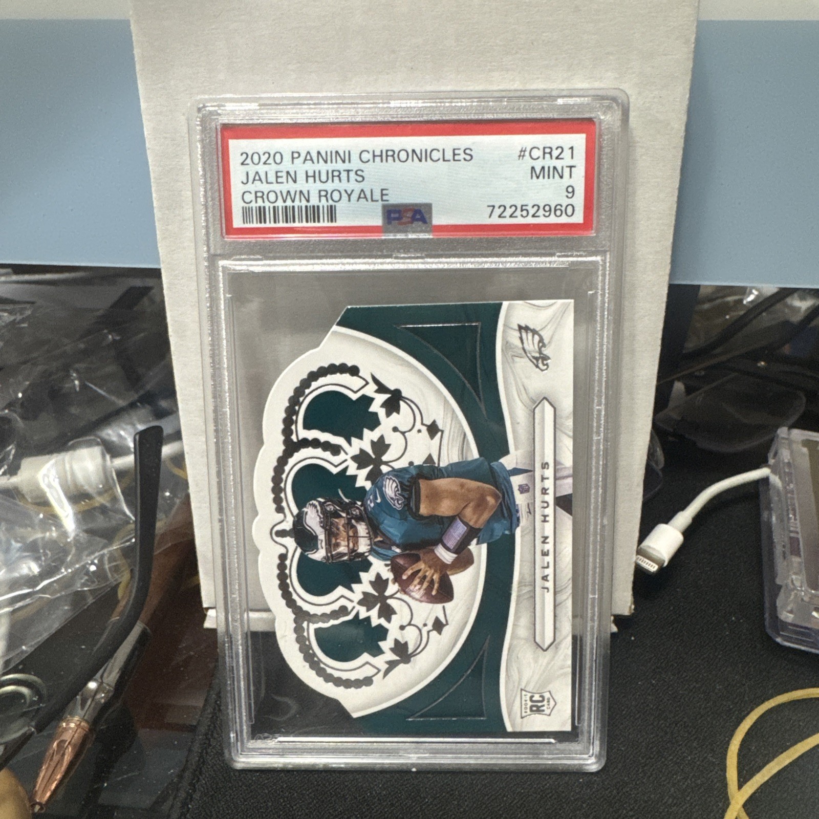 2020 Panini Chronicles Crown Royale Jalen Hurts #CR-21 (RC) Rookie Card PSA 9