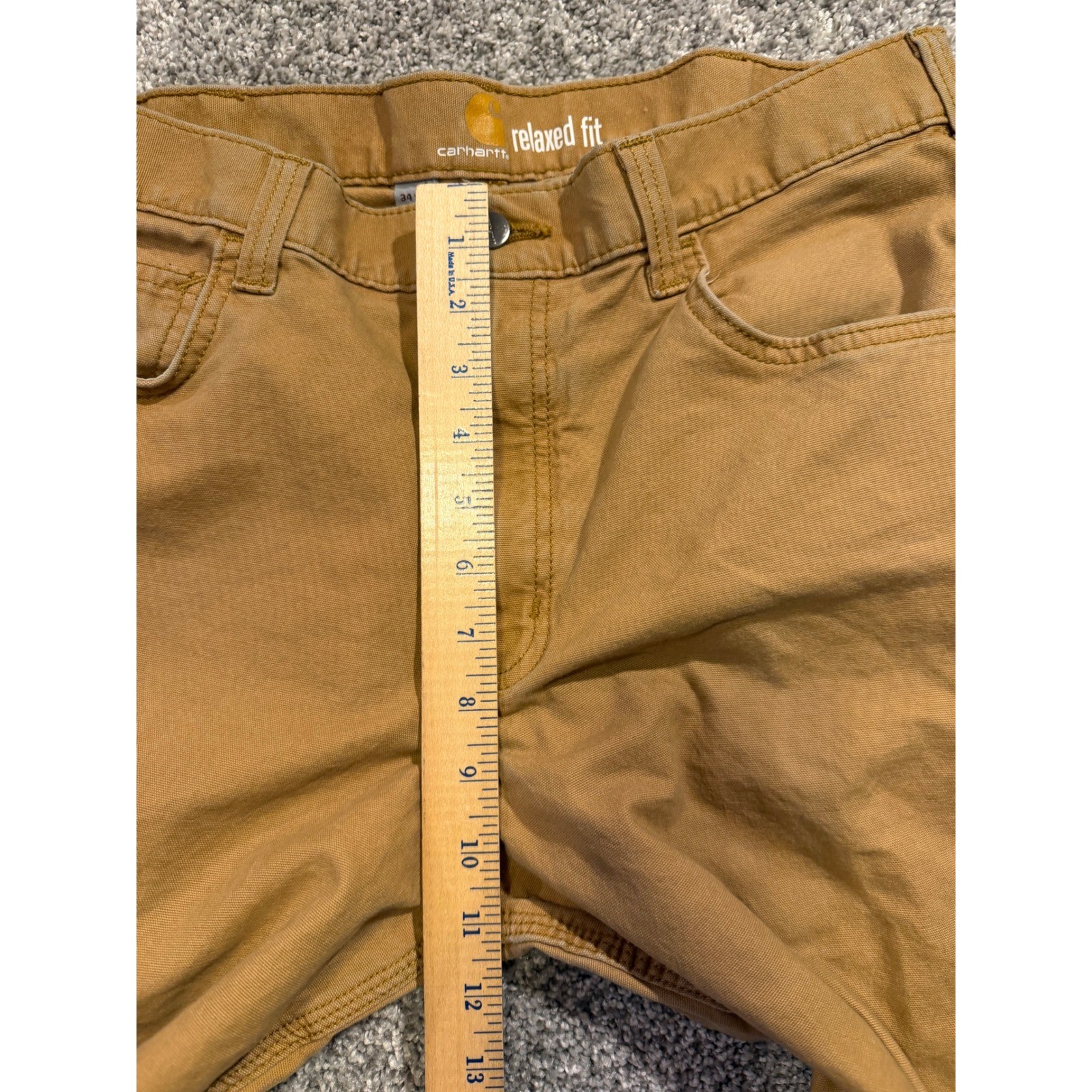 Carhartt Pants Mens 34X32 Brown Relaxed Fit Canvas Work Pants Duck Straight Leg thumbnail 5