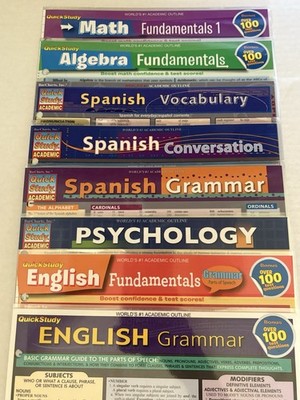 QuickStudy Laminated Reference Guides, Set of 8, New, Multiple Subjects
