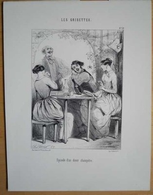 KarikaturLes Grisettes. Vernier Original Lithographie ca.1860