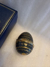 Halcyon Days Enamels Leo Blue Good Damage  Sign Of The Zodiac Egg Enamel Box