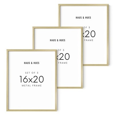 HAUS AND HUES 16x20 Gold Picture Frames - Modern Aluminum Wall Art Display - Lig