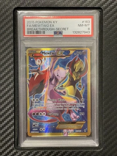 2015 PSA 8 FA Mewtwo EX #163 Full Art Secret Rare Pokemon TCG XY Breakthrough