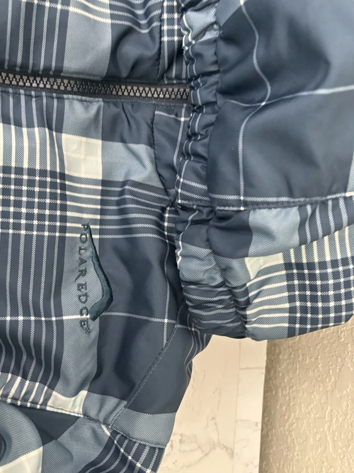 Chaqueta de Invierno Reversible Borde Polar Niños Talla Grande A Cuadros Azul Cremallera Completa Abrigo G2 Foto 2 de 4