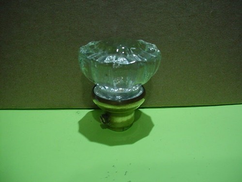 VINTAGE Clear Cut Glass Gear Shifter Knob with Brass base 3/8' - 16 or 3/8" x 24