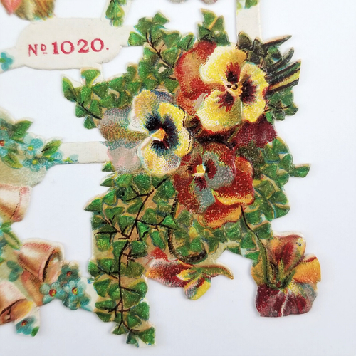 Victorian Die Cut Scrap Various Flowers Forget Me Not Pansy Sheet Of 6 Germany - Picture 9 of 12