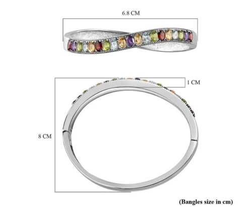 Multi Gemstone Bracelet in Stainless Steel Garnet Topaz Peridot Citrine Amethyst - Picture 6 of 6