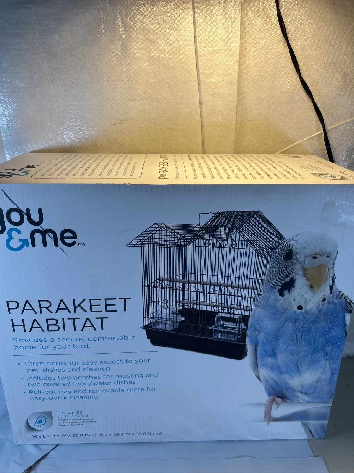 Cockatiel Parakeet Finch Canary Ranch House Bird Cage 16.5”L x 11.8”W x 22”H